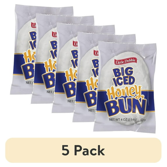 (5 pack) Little Debbie Single Serve Iced Honey Buns, 4 oz