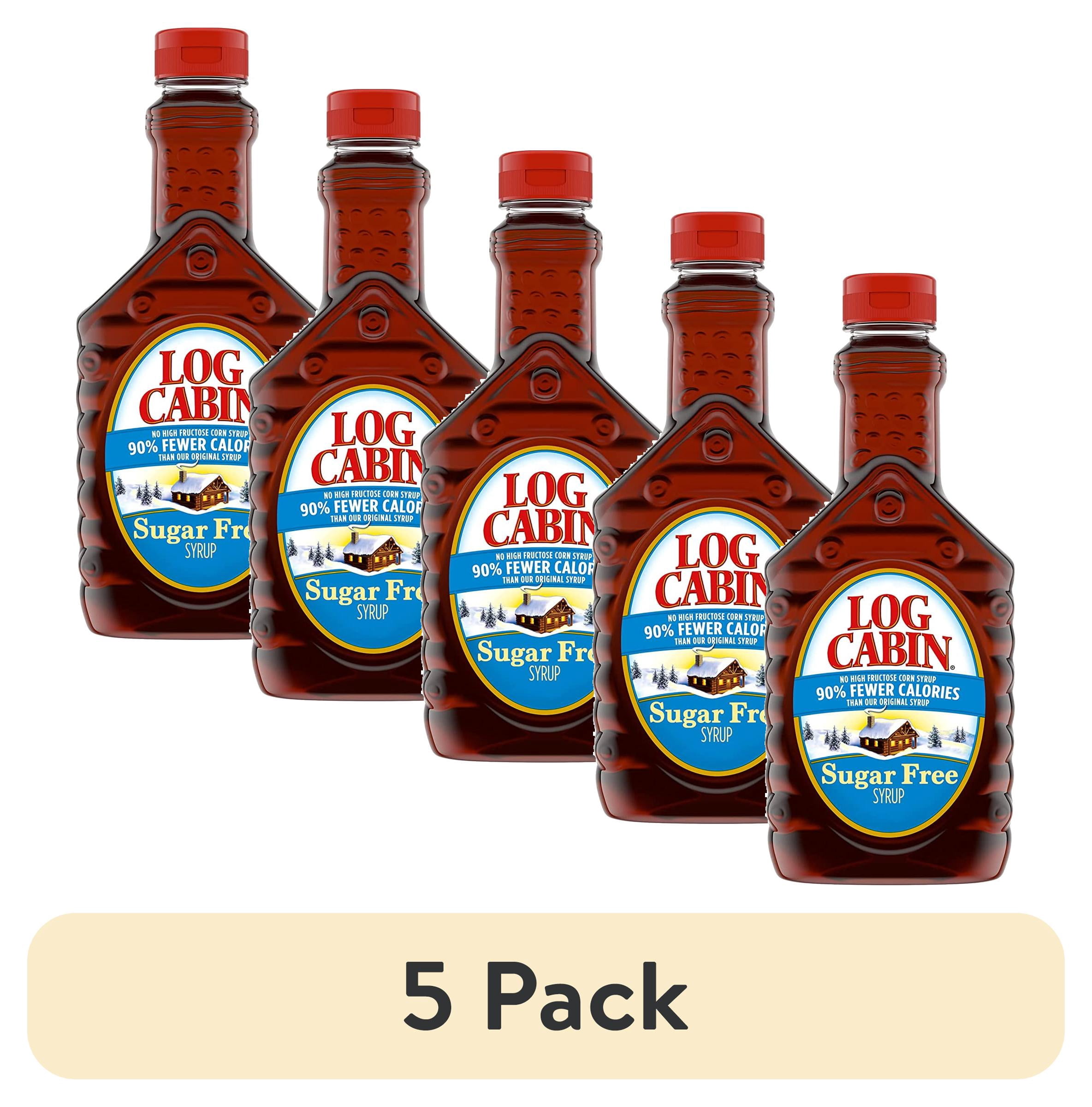 (5 pack) Log Cabin Sugar Free Syrup with Sweet Maple Flavor in Pourable Plastic Bottle, 12 oz