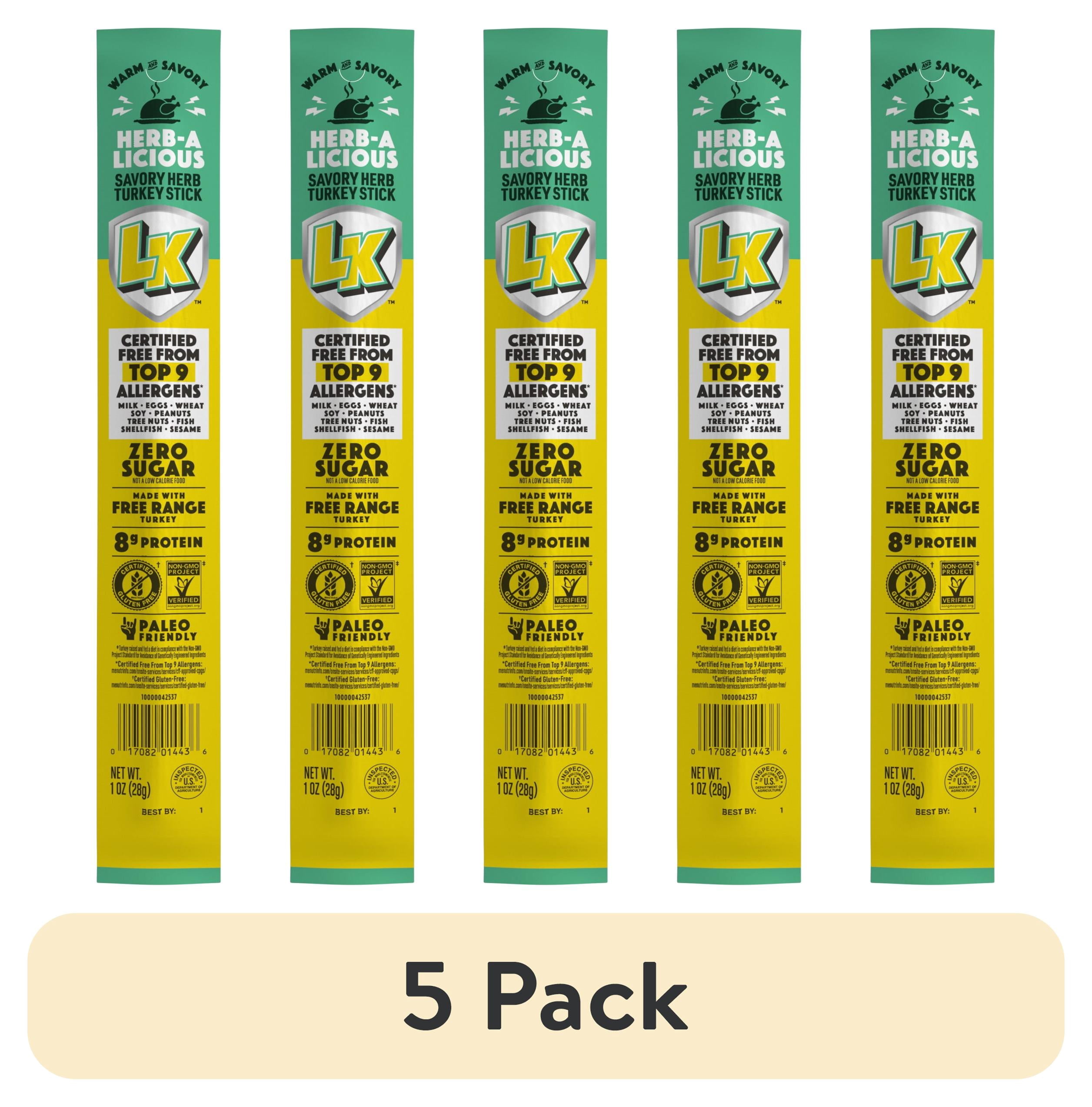 (5 pack) Lorissa's Kitchen, Herb-A-Licious Flavor, Turkey Stick, 1 ounce, Individually Wrapped