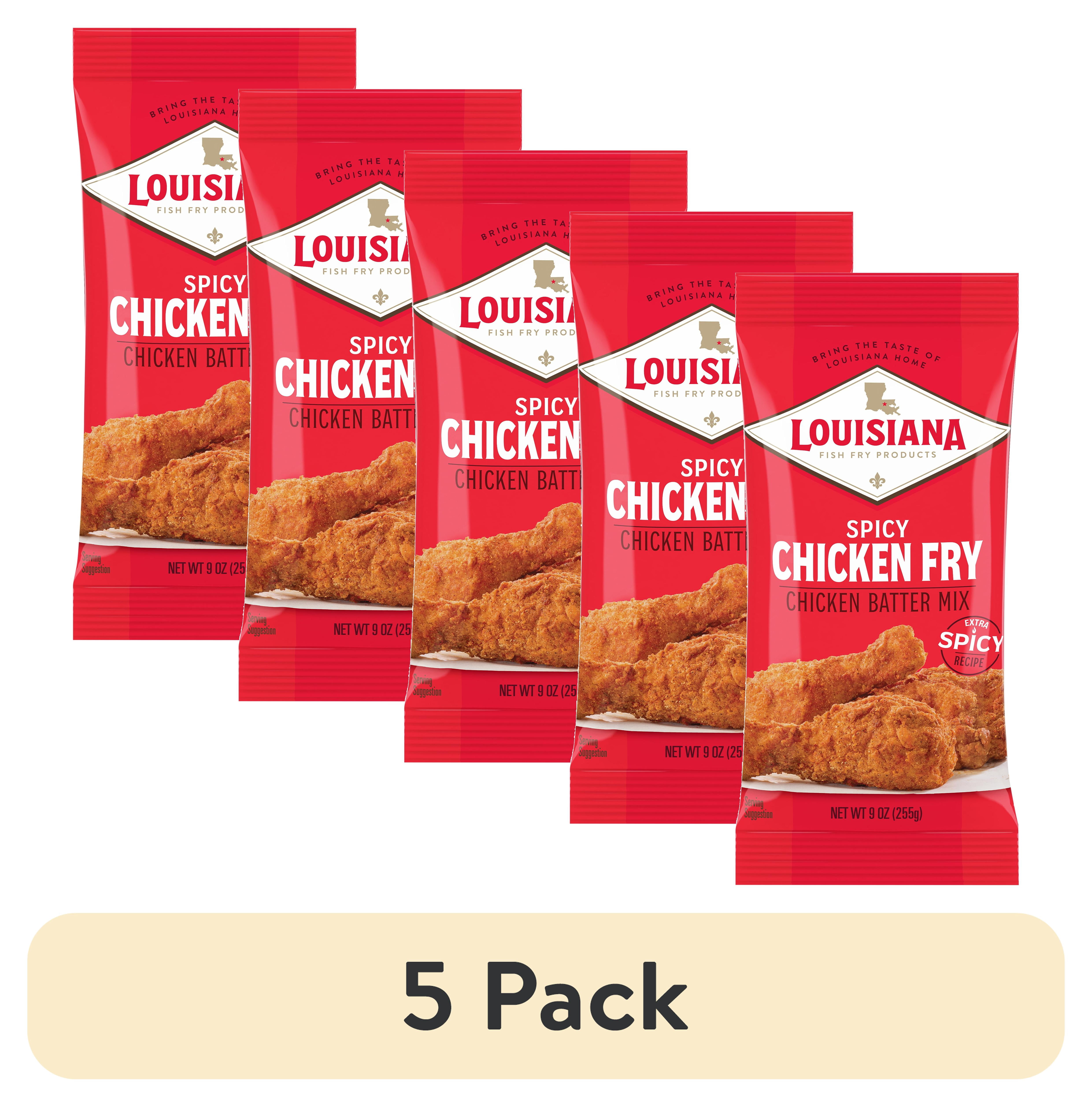 (5 pack) Louisiana Fish Fry Products Crispy Spicy Chicken Fry Coating Powder Mix, 9 oz Bag