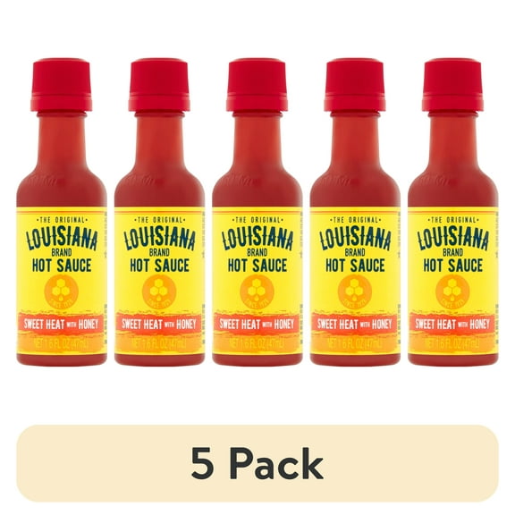 (5 pack) Louisiana Hot Sauce Sweet Heat with Honey Mini Bottle, 1.6 oz Bottle