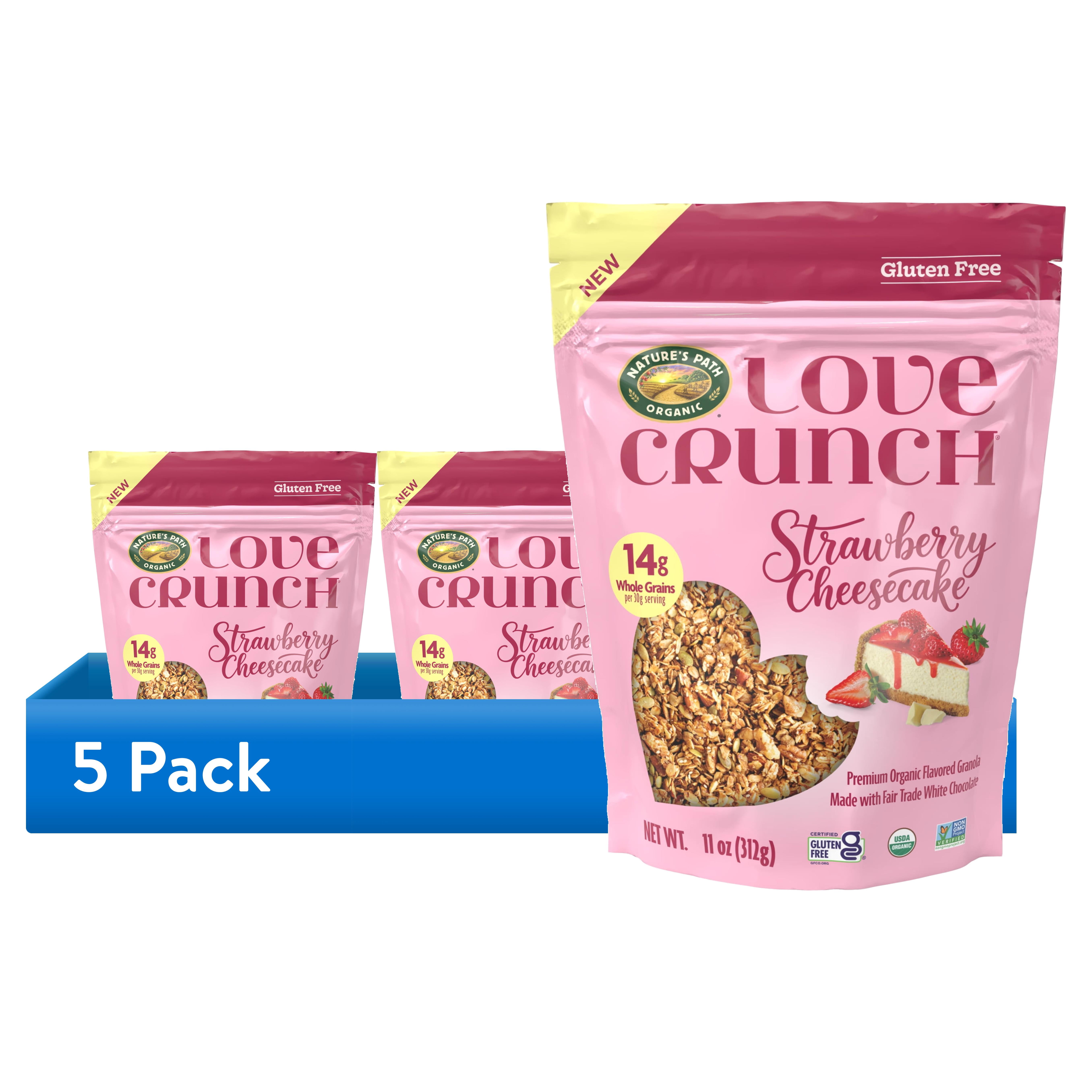 (5 pack) Love Crunch Organic Granola, Strawberry Cheesecake Gluten Free, 11oz Pouch