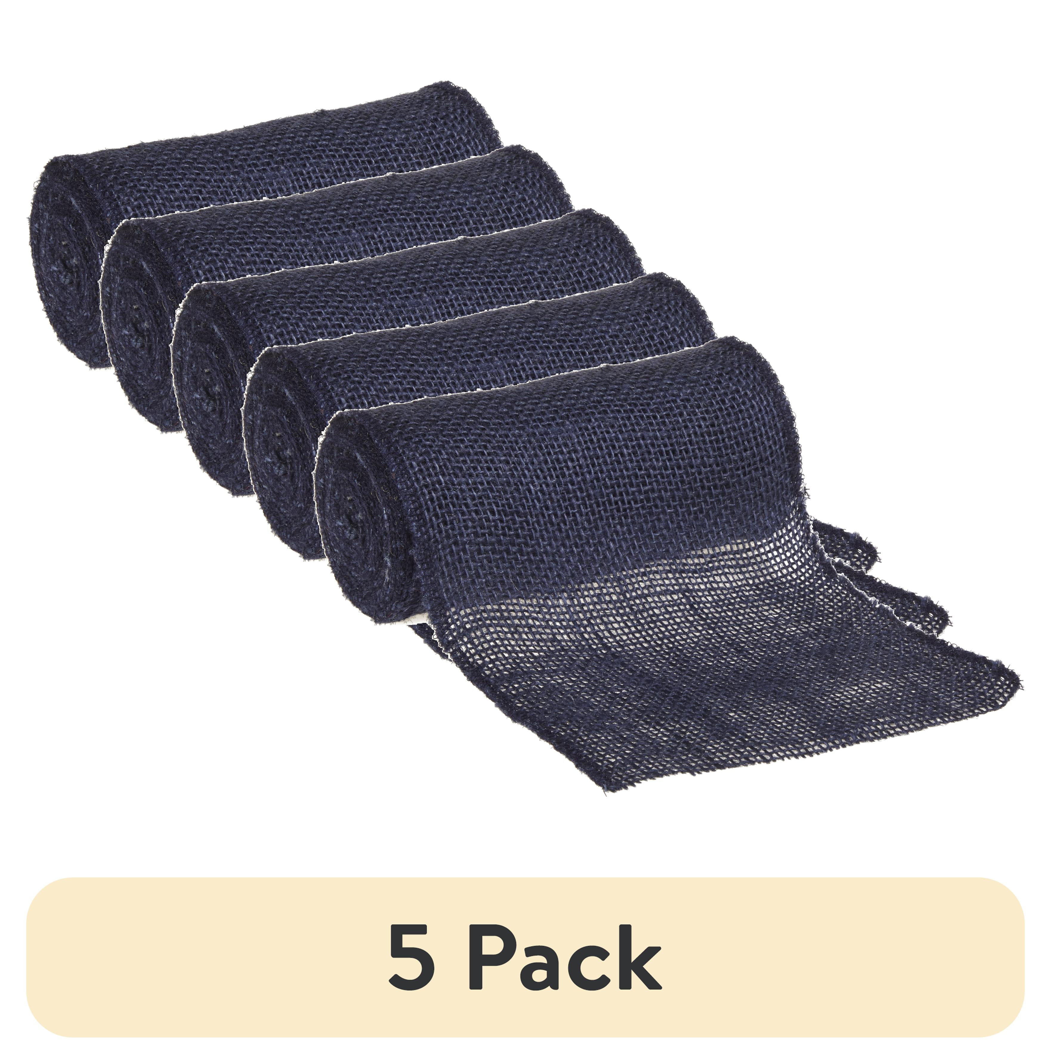 (5 pack) Love, Laugh, Craft Jute Burlap Roll Precut, Finished Edges, 6"W x 5-Yards, Navy Blue