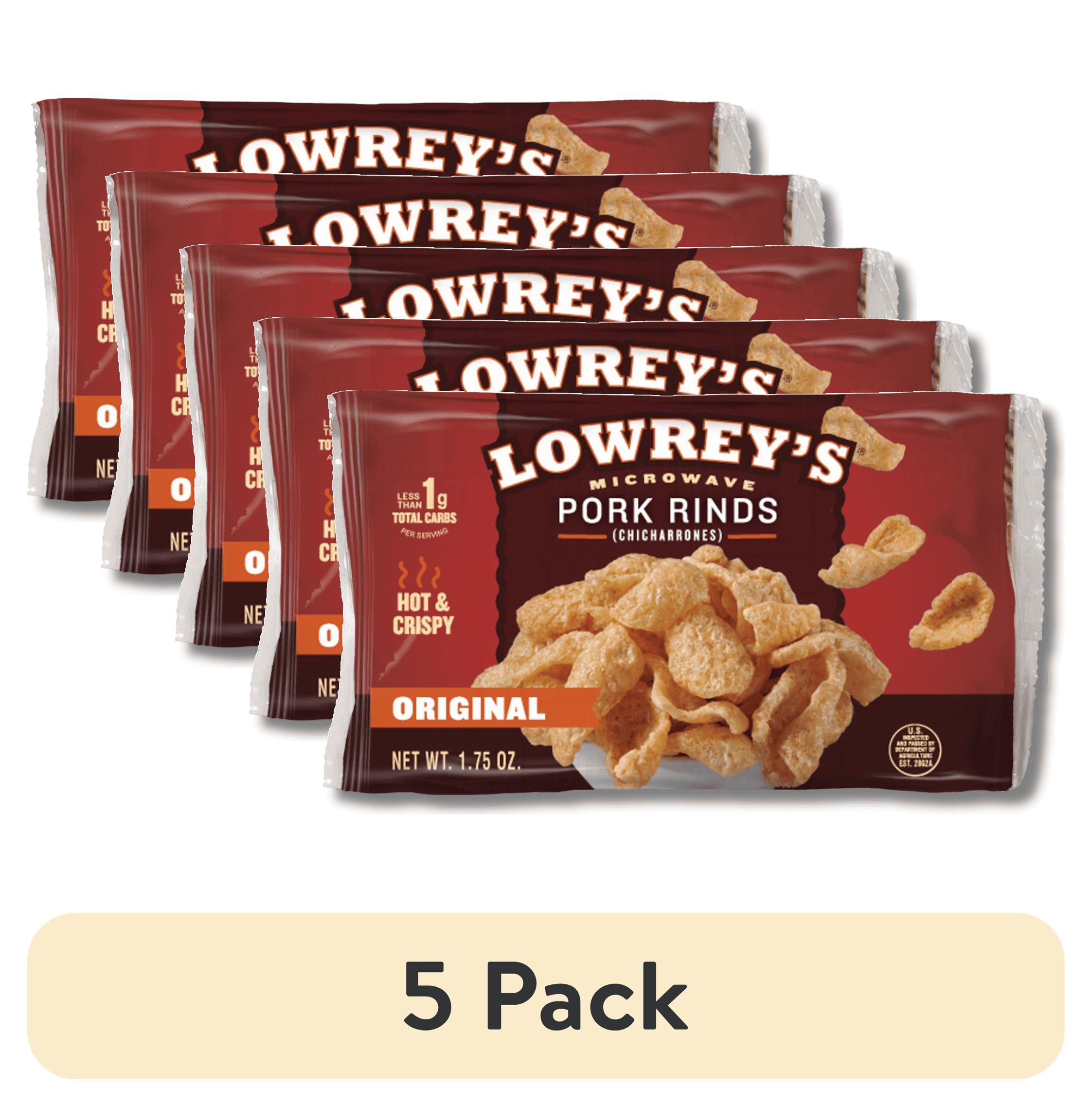 (5 pack) Lowrey's Microwave Popcorn Pork Rinds, Original, 1.75 oz ...