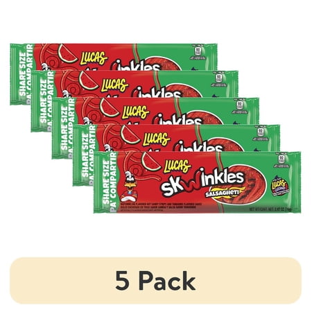 (5 pack) Lucas Skwinkles Salsagheti Watermelon Share Size, 2.47 oz, 1 Count