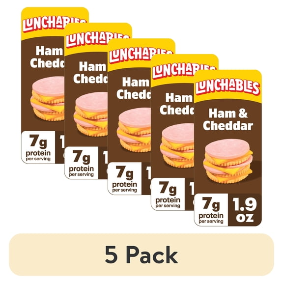 (5 pack) Lunchables Ham & Cheddar Value Pack, 1.9 oz Pack