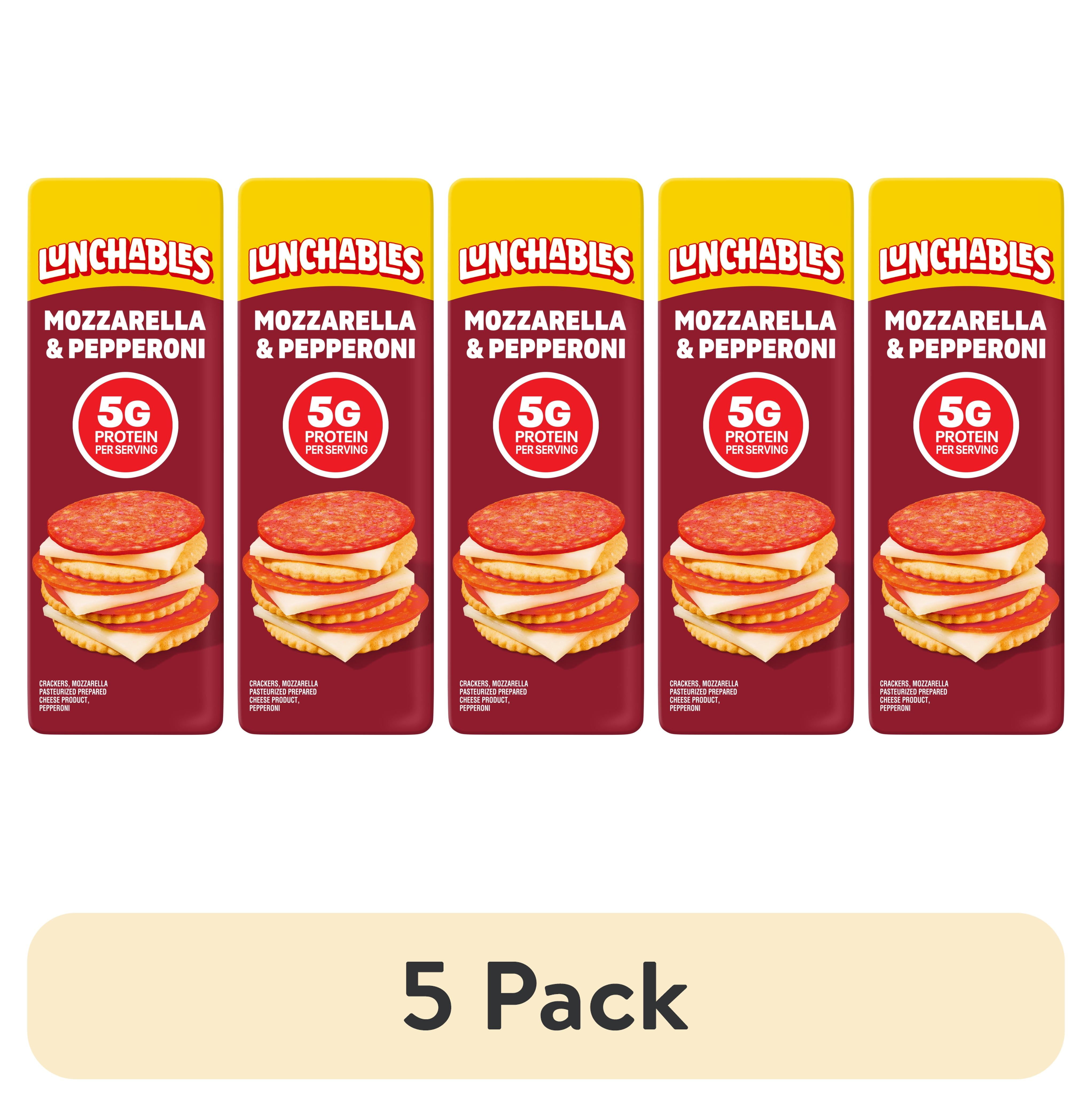 (5 pack) Lunchables Pepperoni and Mozzarella Cracker Stackers Lunchables, 1.3 oz Tray, Refrigerated, Whole