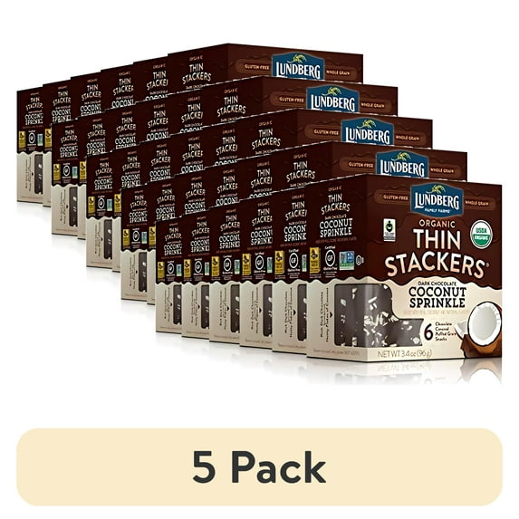 (5 pack) Lundberg, Organic Thin Stackers, 3.4 oz (GlutenFree, Whole Grain, Kosher Dairy, USDA Organic, NonGMO Project Verified, F