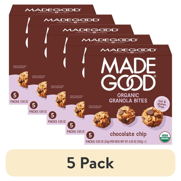 (5 pack) MadeGood Chocolate Chip Granola Minis, 5 Count Box, 0.85 oz Each