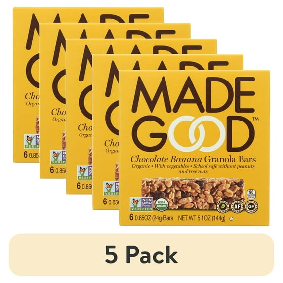 (5 pack) Madegood Granola, Chocolate Banana Granola Bars, Six Bars