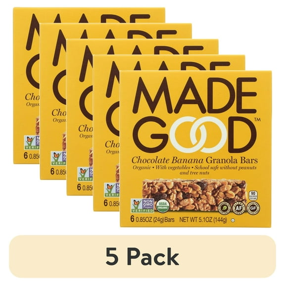 (5 pack) Madegood Granola, Chocolate Banana Granola Bars, Six Bars
