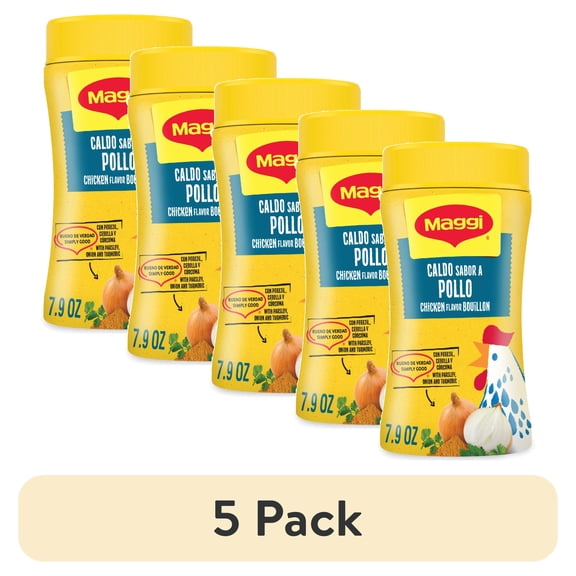 (5 pack) Maggi Caldo Sabor A Pollo Chicken Flavored Bouillon Powder, Granulated Chicken Soup Seasoning 7.9 oz