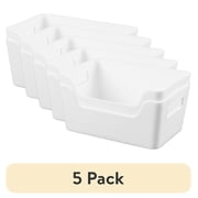 5 pack Mainstays Small White 2-Pack Easy Access Plastic Storage Bins, 6.5 in x 9.5 in x 4 in