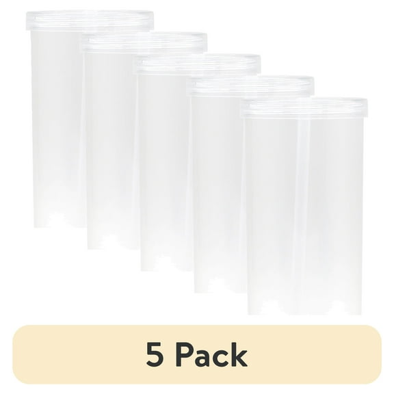 (5 pack) 20-ounce Clear Plastic Tumbler with Screw Top Lid and Straw, by Mainstays
