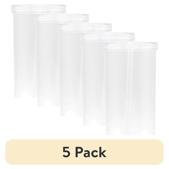 (5 pack) 20-ounce Clear Plastic Tumbler with Screw Top Lid and Straw, by Mainstays