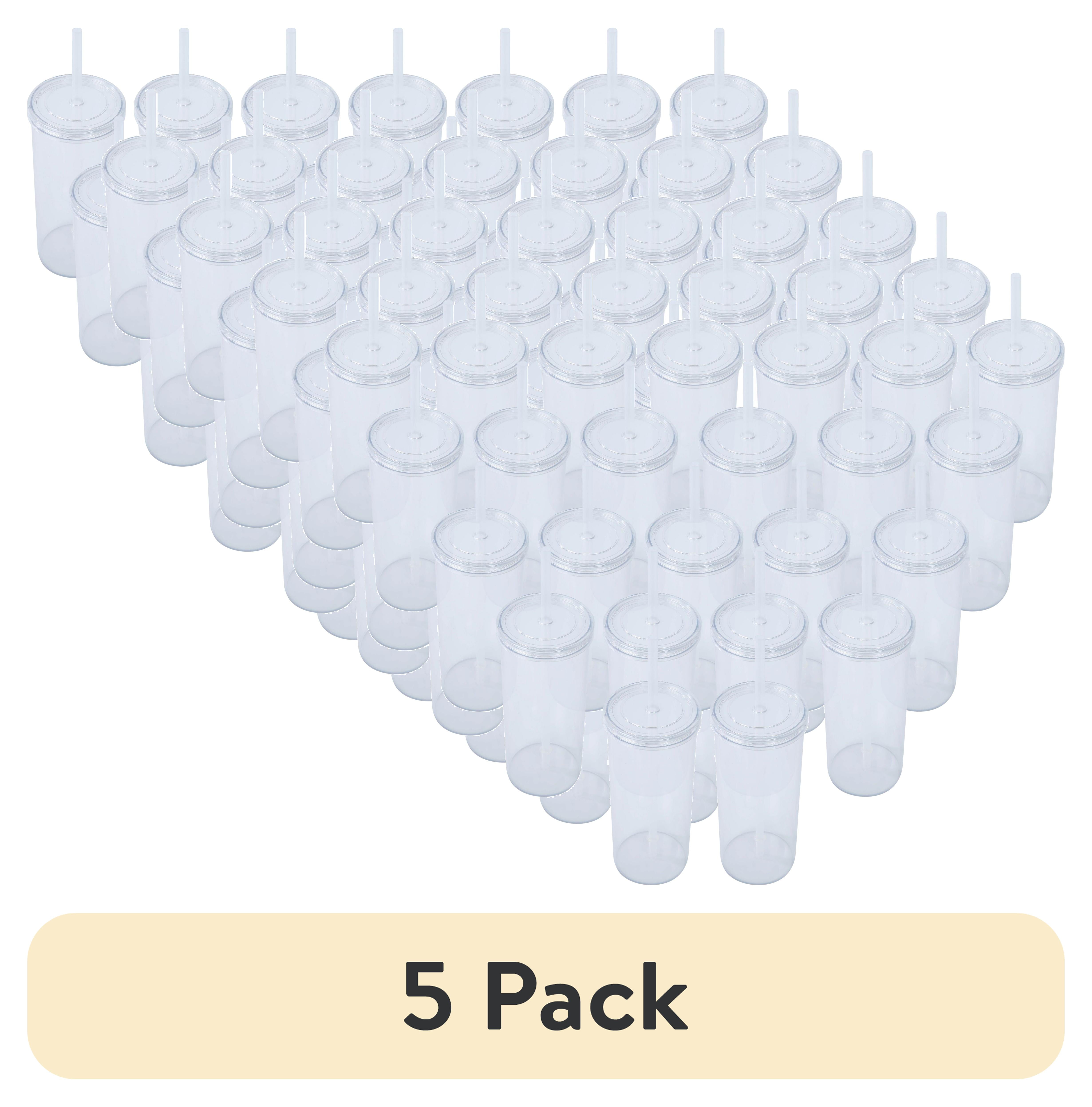 (5 pack) Mainstays 24-Pack 20oz Plastic Tumbler with Screw Top Lid and Straw, Clear