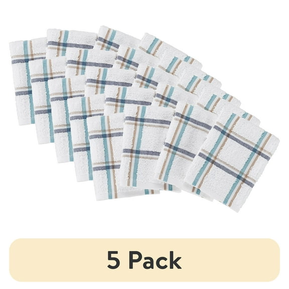 (5 pack) Mainstays 4-Pack 12”x12” Woven Kitchen Dish Cloth Set, Multi