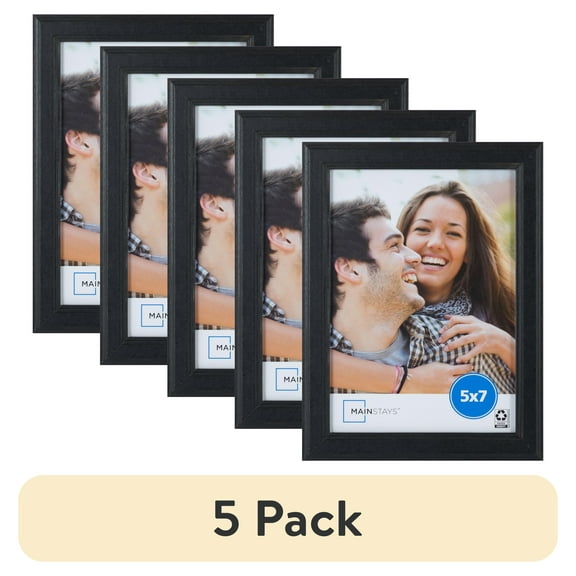 (5 pack) Mainstays – 5x7 Picture Frame – Black Step Program Tabletop Photo Frame