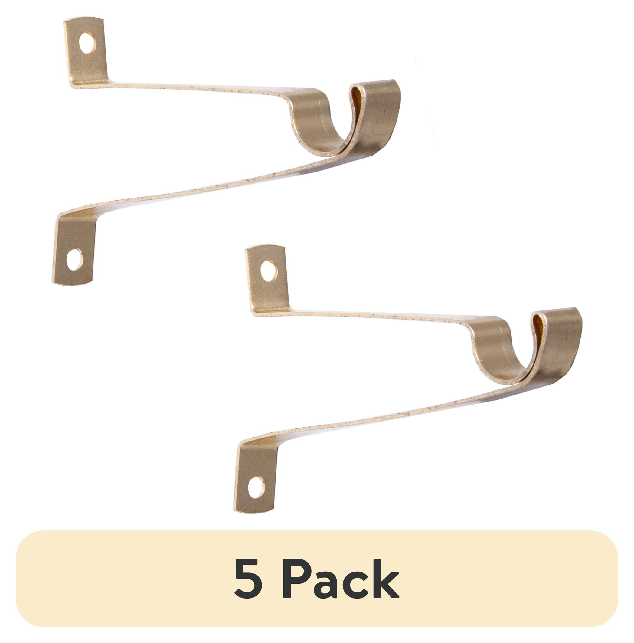 (5 pack) Mainstays 7/16" Petite Café Metal Curtain Mounting Brackets, Set of 2, Brass