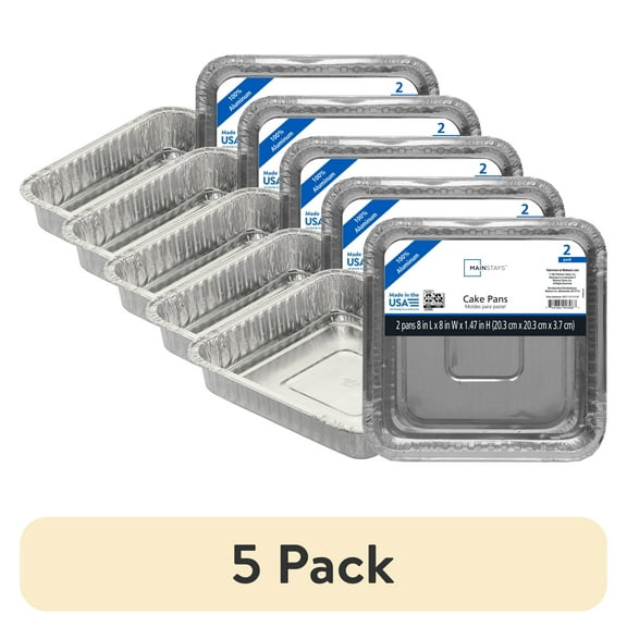 (5 pack) Mainstays 8" Aluminum Square Cake Pan, 2 Count