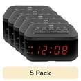 thumbnail image 1 of (5 pack) Mainstays Digital Alarm Clock with USB Charge Port, Snooze and Battery Backup, Red LED Display, SPC235, 1 of 8
