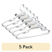(5 pack) Mainstays Extra Large Heavy Duty Plastic Clothing Hangers, 3 Count, Adult, White