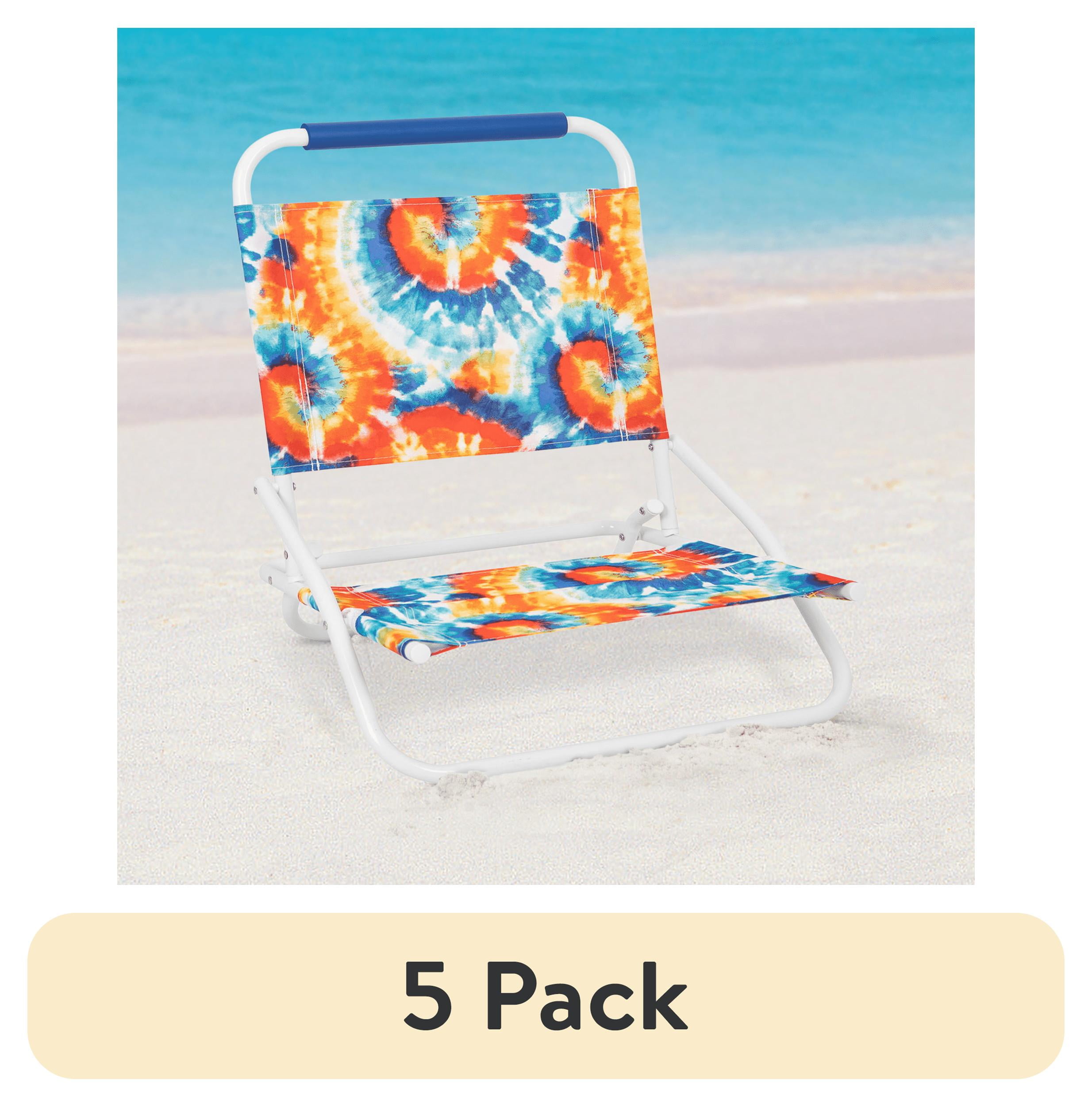 (5 pack) Mainstays Folding Beach Sand Chair, Tie Dye