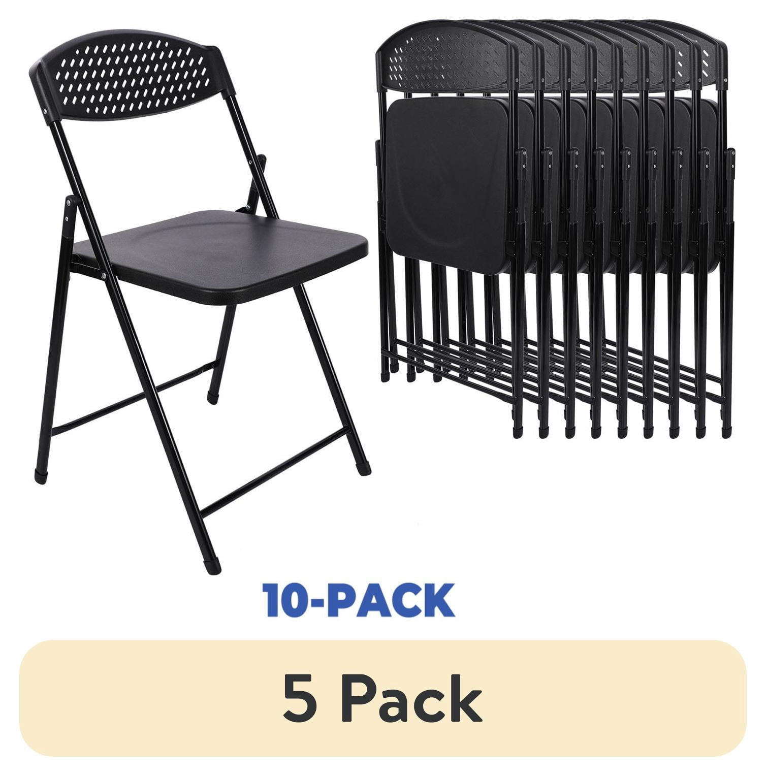 (50 pack) Mainstays Folding Chairs, Light-weight, Black, Set of 10