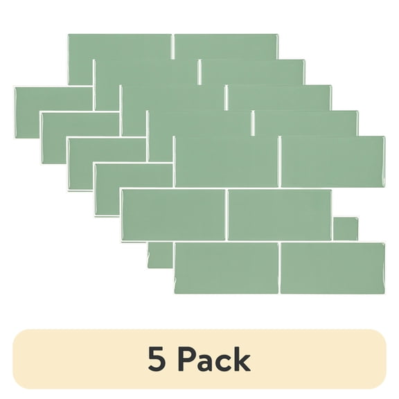 (5 pack) Mainstays Green Subway Peel & Stick Mosaic Wall Tile (2.76 Sqft / pack)