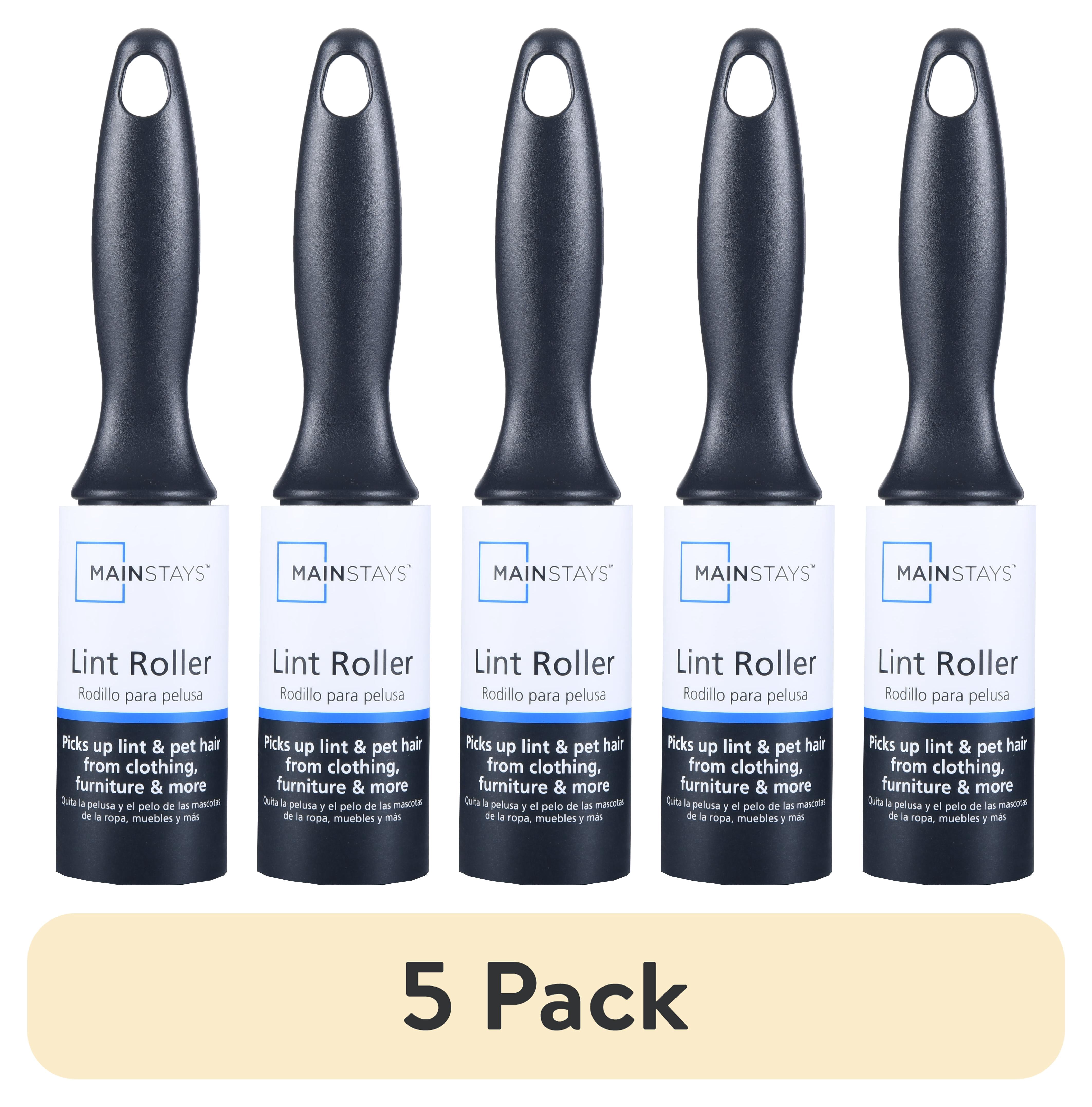 (5 pack) Mainstays Lint Roller, 60 Sheets Easy Tear, Ergonomic Handle, Removes Lint and Pet Hair from Clothing, Furniture, Crafts, Travel