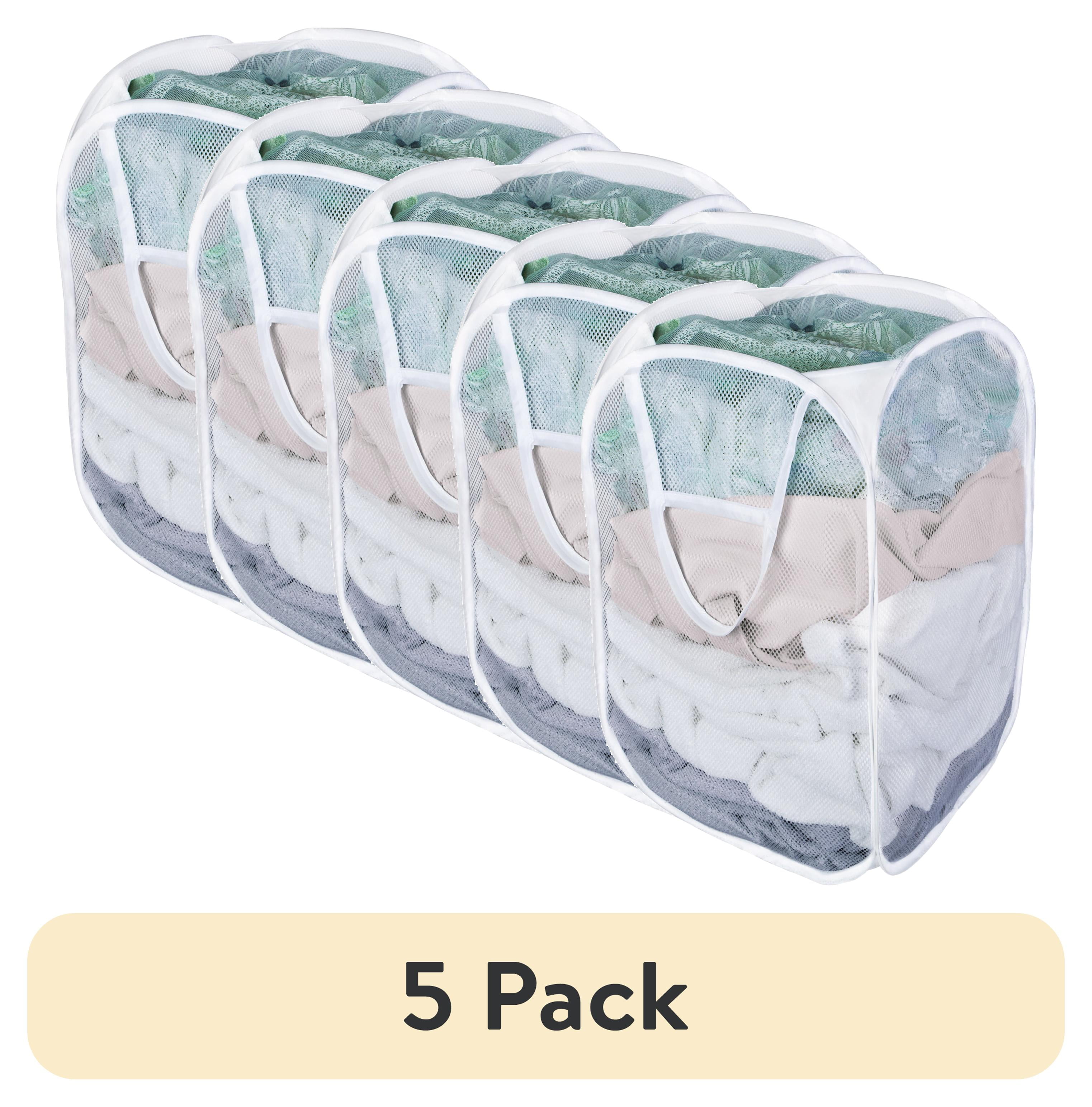 (5 pack) Mainstays Mesh Pop-up Hamper, Collapsible, Holds 2 Loads, White