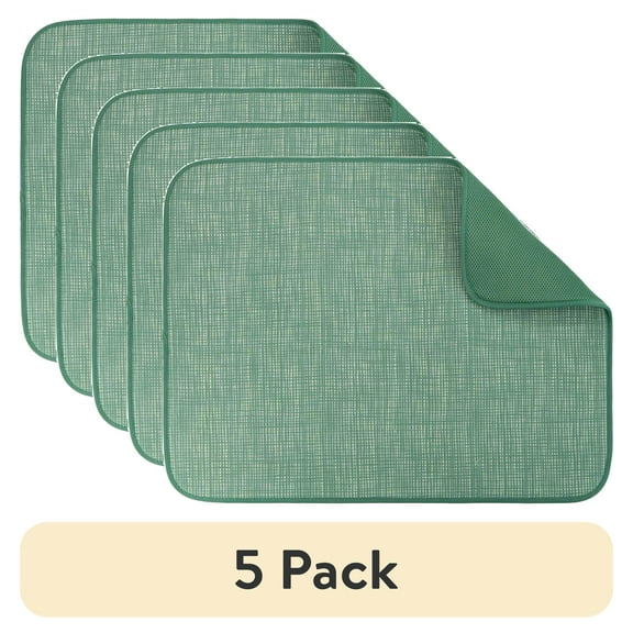 (5 pack) Mainstays Microfiber Dish Drying Mat Green