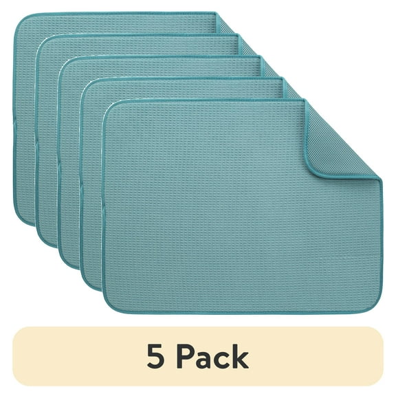 (5 pack) Mainstays Microfiber Dish Drying Mat Teal