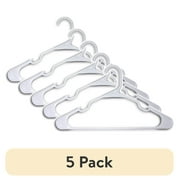 (5 pack) Mainstays Heavyweight Plastic Clothes Hangers, White, 9 Count, Strong Support for Coats & Suits