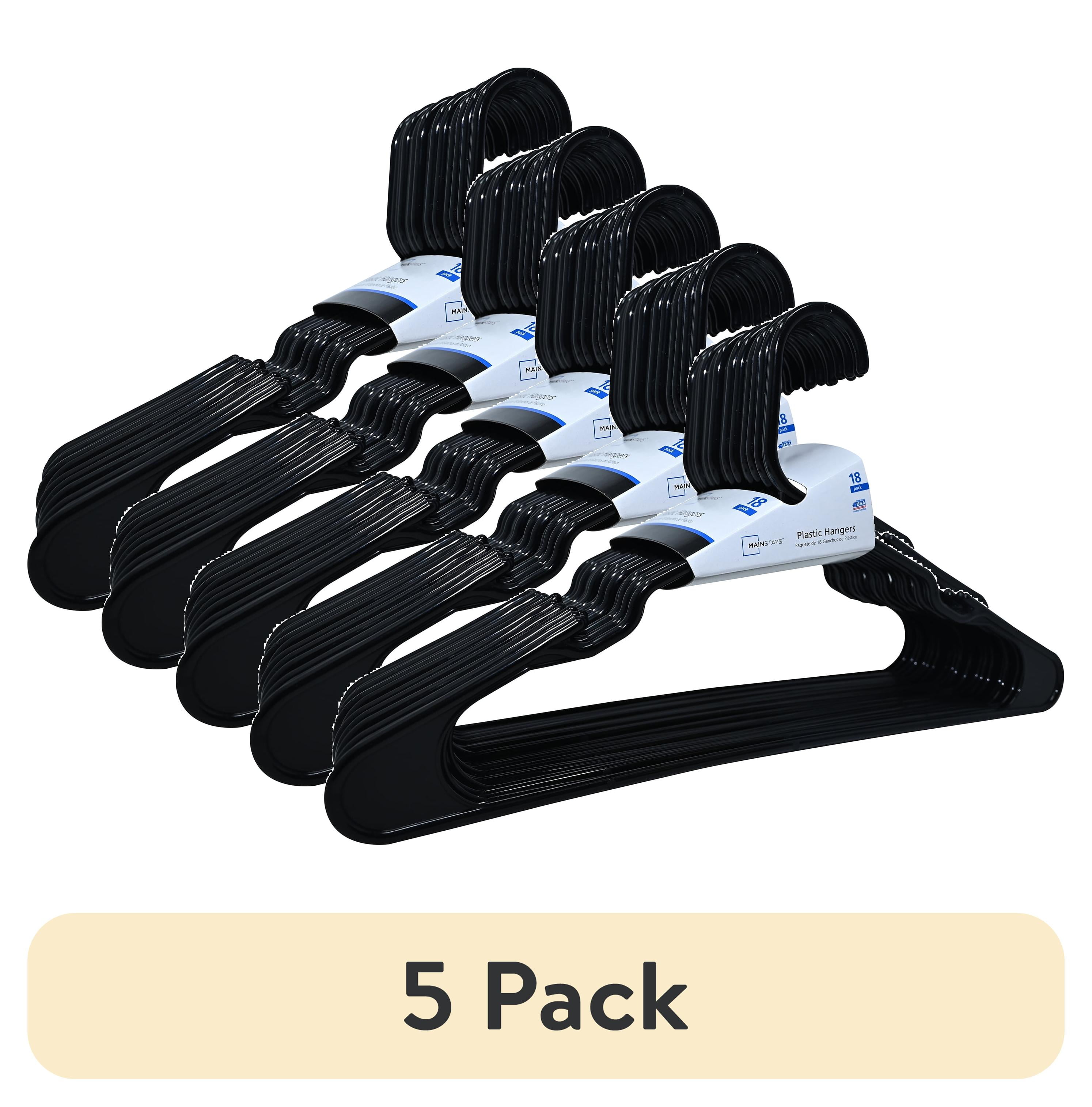 Mainstays Plastic Notched Adult Hangers 18 Pack - Black - Walmart.com