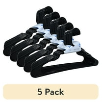 (5 pack) Mainstays Plastic Notched Adult Hangers for Any Clothing Type, Pack 18 Black Hangers