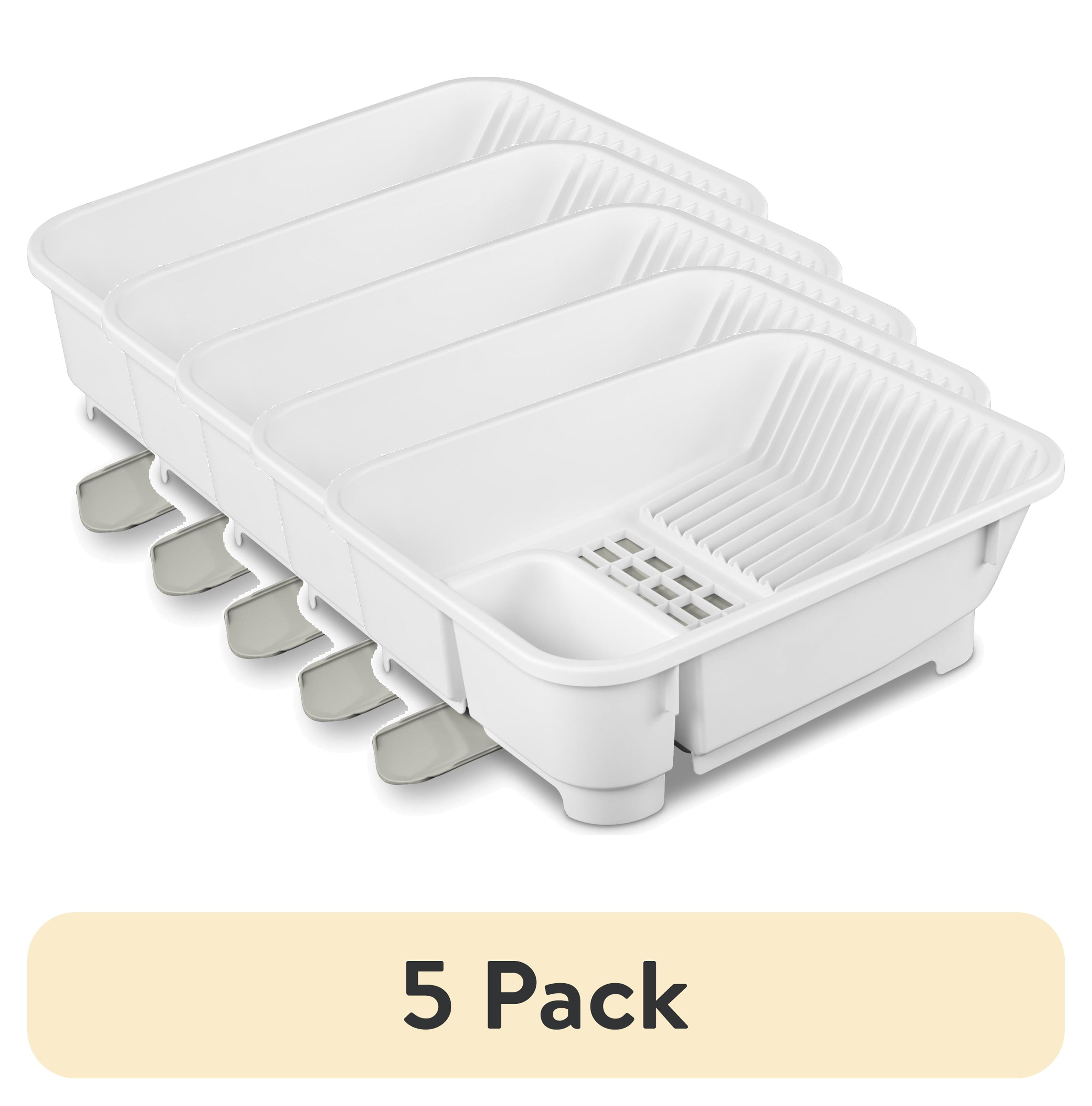 (5 pack) Mainstays Kitchen Sink Organizer Set with Self-Draining Caddy, Soap Dispenser, Sponge Holder and Retractable Spout for Sink Storage, White