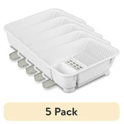 (5 pack) Mainstays Kitchen Sink Organizer Set with Self-Draining Caddy, Soap Dispenser, Sponge Holder and Retractable Spout for Sink Storage, White