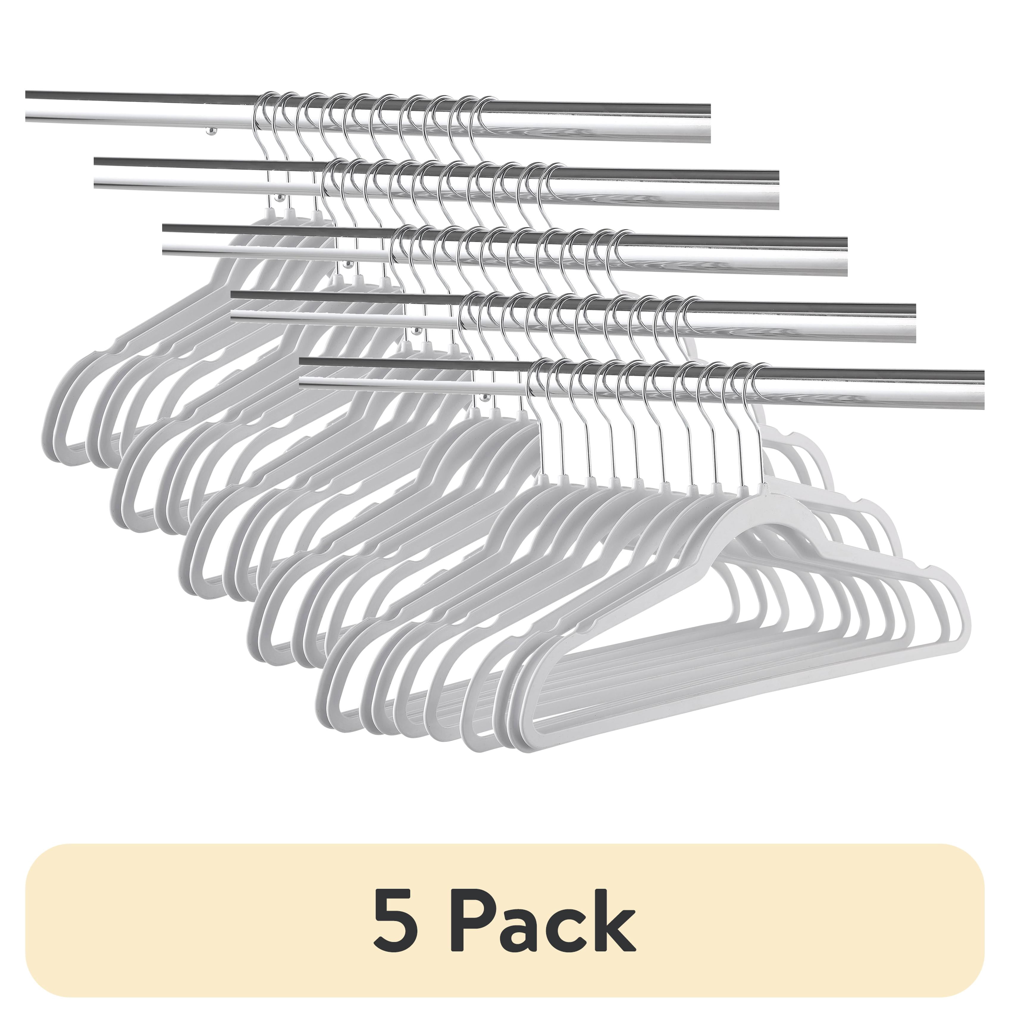 (5 pack) Mainstays Slim Clothes Hangers for Adult, 10 Pack, White, Durable Plastic, Space Saving