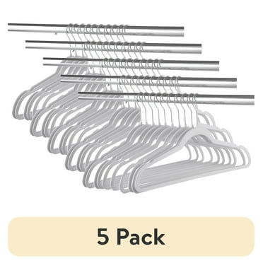 (5 pack) Mainstays Slim Clothes Hangers for Adult, 10 Pack, White, Durable Plastic, Space Saving