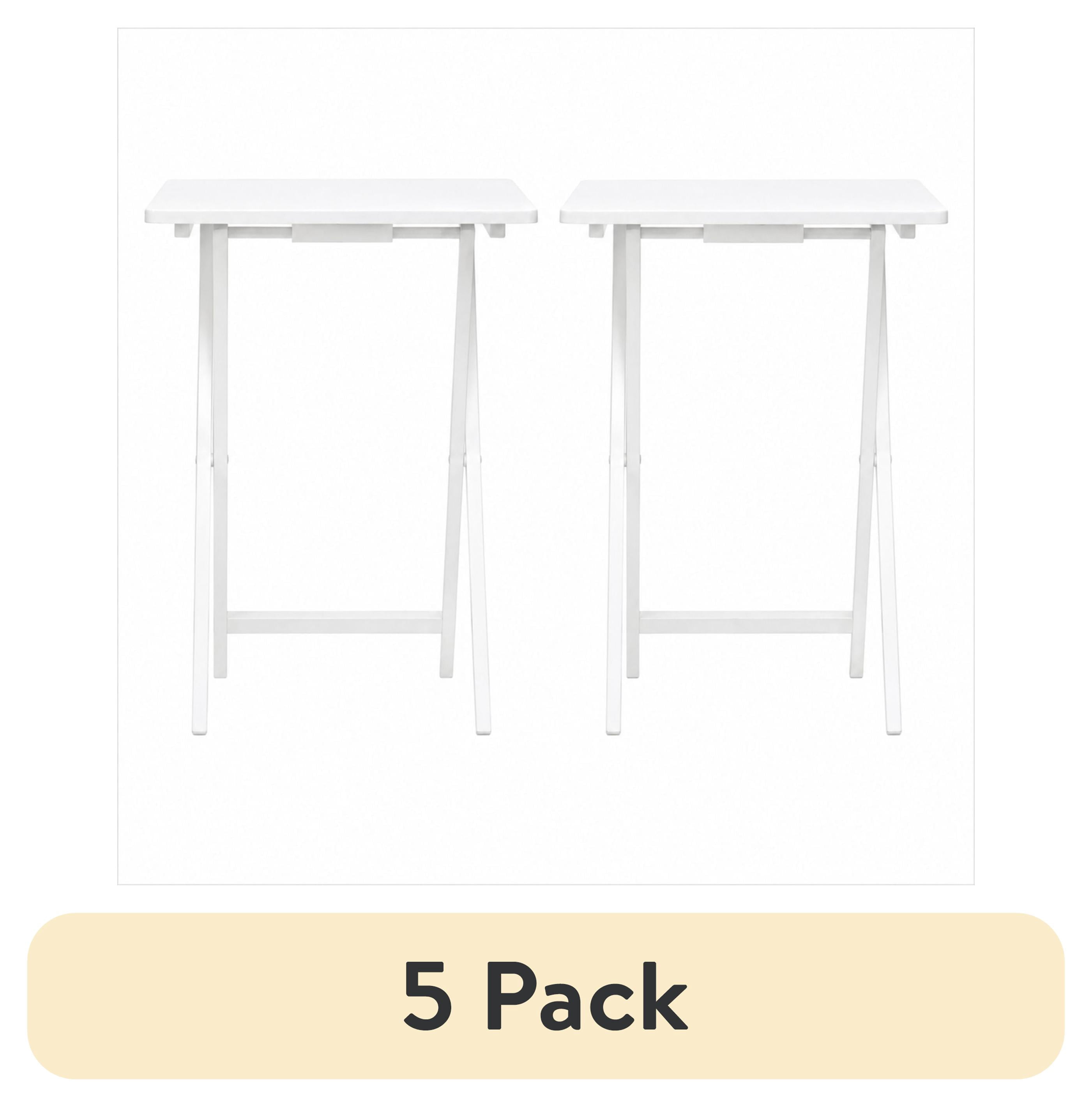 (10 pack) Mainstays Solid Rubberwood Folding TV Tray Tables, Set of 2, White
