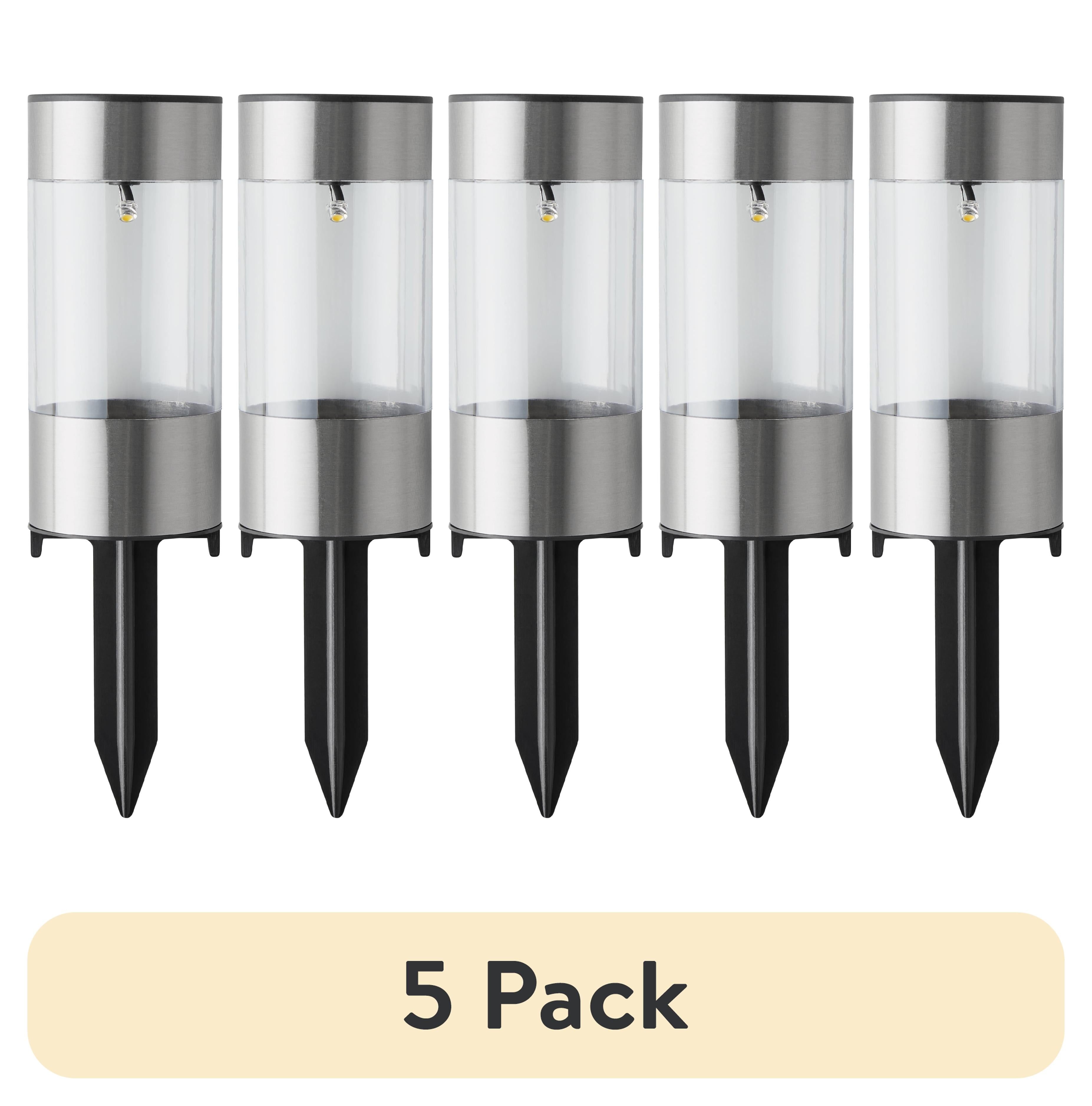 (5 pack) Mainstays Stainless Steel Solar Powered Mini Bollard Path Light