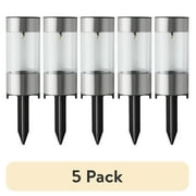 (5 pack) Mainstays Stainless Steel Solar Powered Mini Bollard Path Light