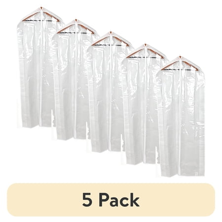 (5 pack) Mainstays Suit and Dress Hanging Bag, Arctic White / Non-Woven