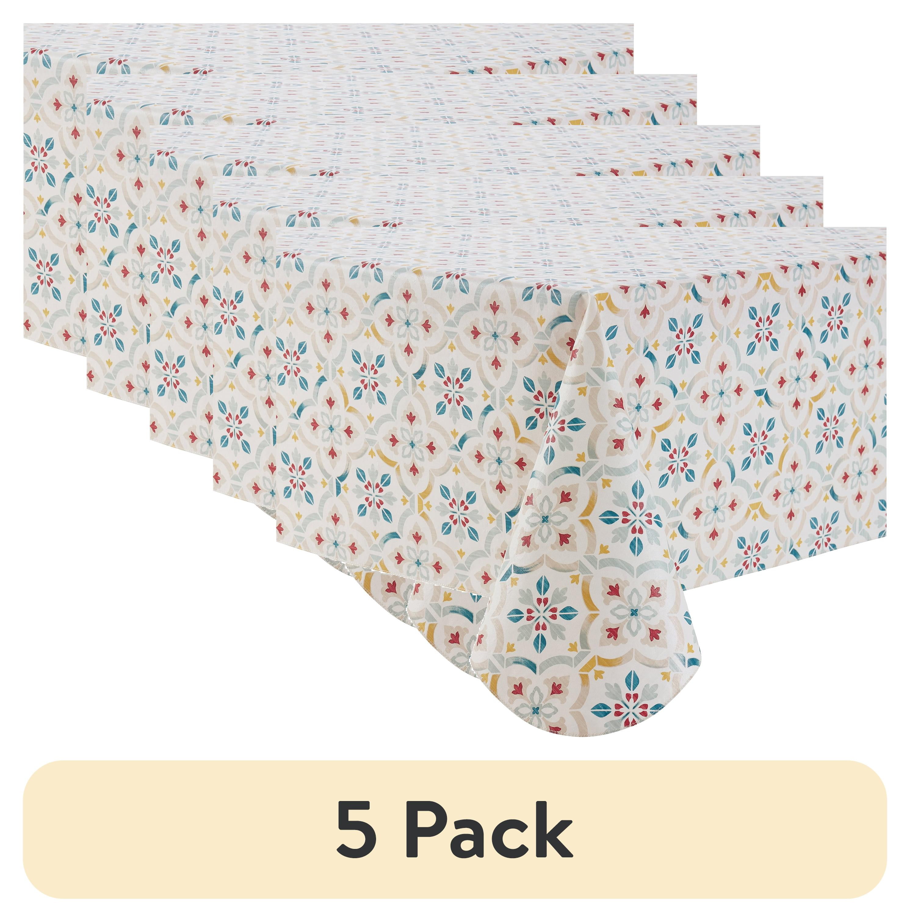 (5 pack) Mainstays Tile Print PEVA Tablecloth 60" x 84" Rectangle