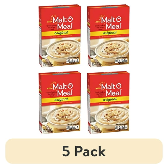 (5 pack) Malt-O-Meal, Original Malt-O-Meal Hot Breakfast Cereal, Quick Cooking, 28 Ounce Box (Pack of 4)