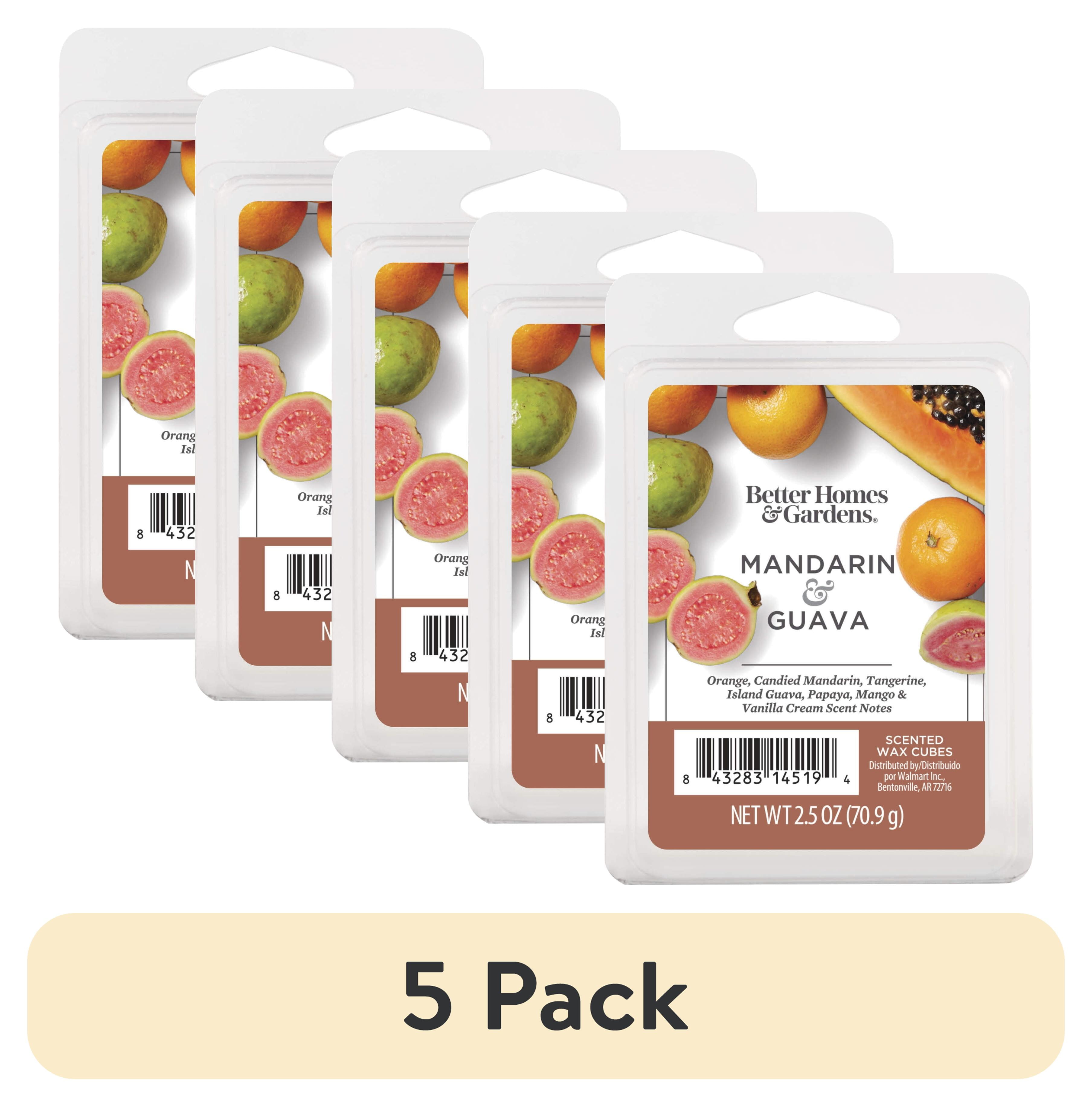 (5 pack) Mandarin & Guava Scented Wax Melts, Better Homes & Gardens, 2.5 oz (1-Pack)