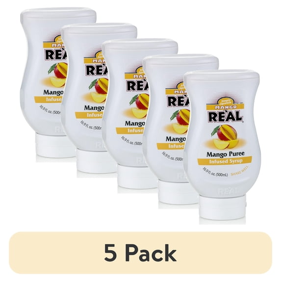 (5 pack) Mango Real Mango Puree Infused Syrup, 16.9 Fl Oz