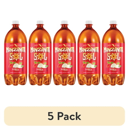 (5 pack) Manzanita Sol Apple Flavored Soda Pop, 2 Liter Bottle