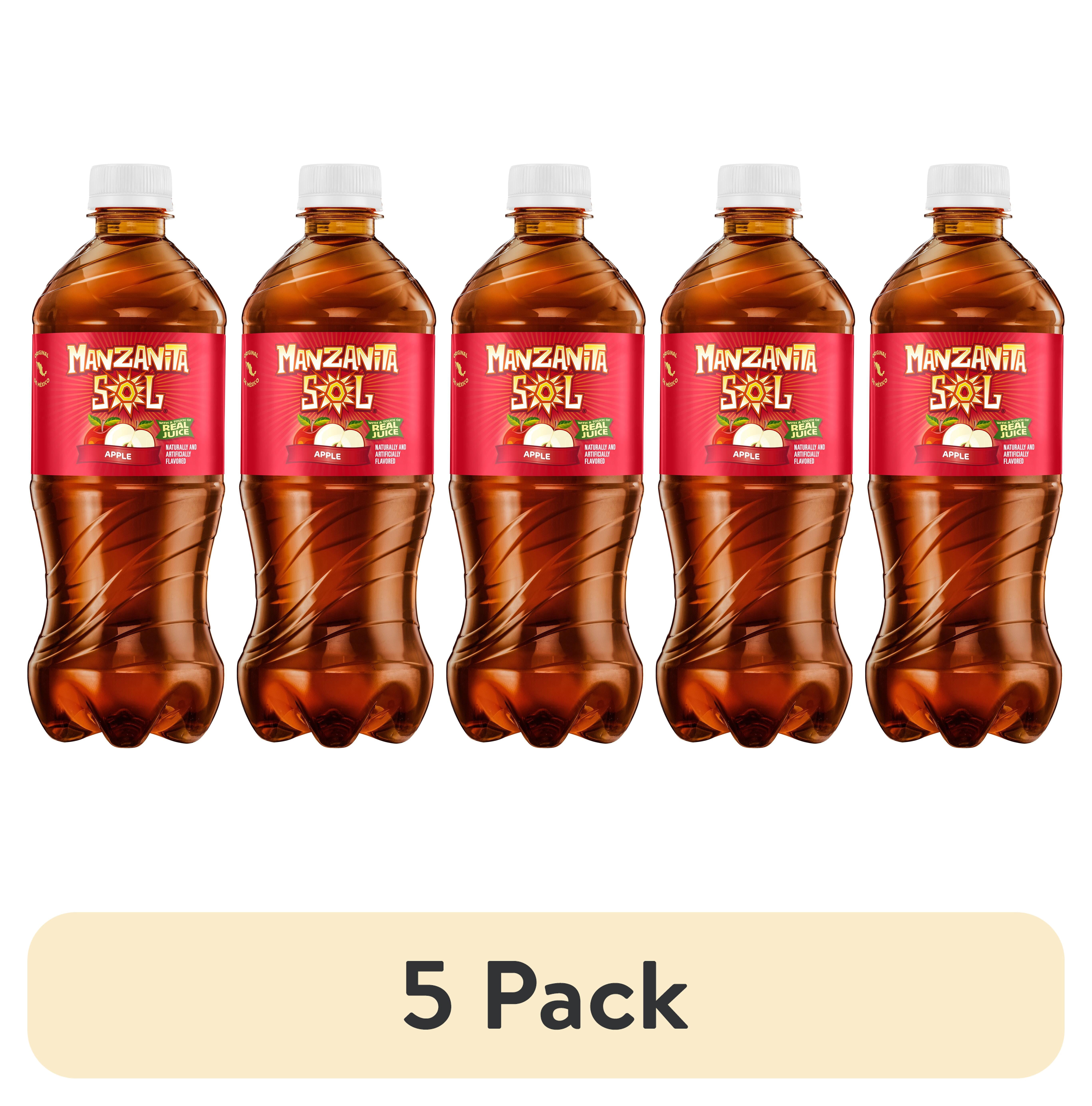 (5 pack) Manzanita Sol Apple Flavored Soda Pop, 20 oz Bottle